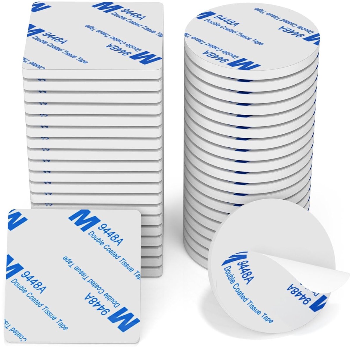 Montagetape - dubbelzijdige tape extra Sterke - 50 Stuks Zelfklevende Tape - Dubbelzijdige Montagetape Sterke - Dubbelzijdig Plakband voor Thuis Kantoor Auto School - Adhesive Pads Rond & Vierkant - 30*30*1.5mm en 40*40*1.5mm - dubbelzijdige plakkers