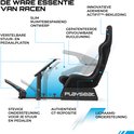Zwarte Playseat racekuipstoel met verstelbaar stuur- en pedaalplatform, zijaanzicht
