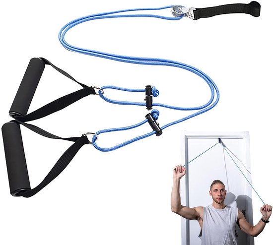 Schouder Pulley - Schouderkatrol - Functional Training Suspension trainer - Sling trainer - Suspension trainer - Schouderkoord - Training straps - Verbetert Schouderkracht- Schouderrevalidatie- Fitness en Mobiliteit Training voor Thuisgebruik - Blauw