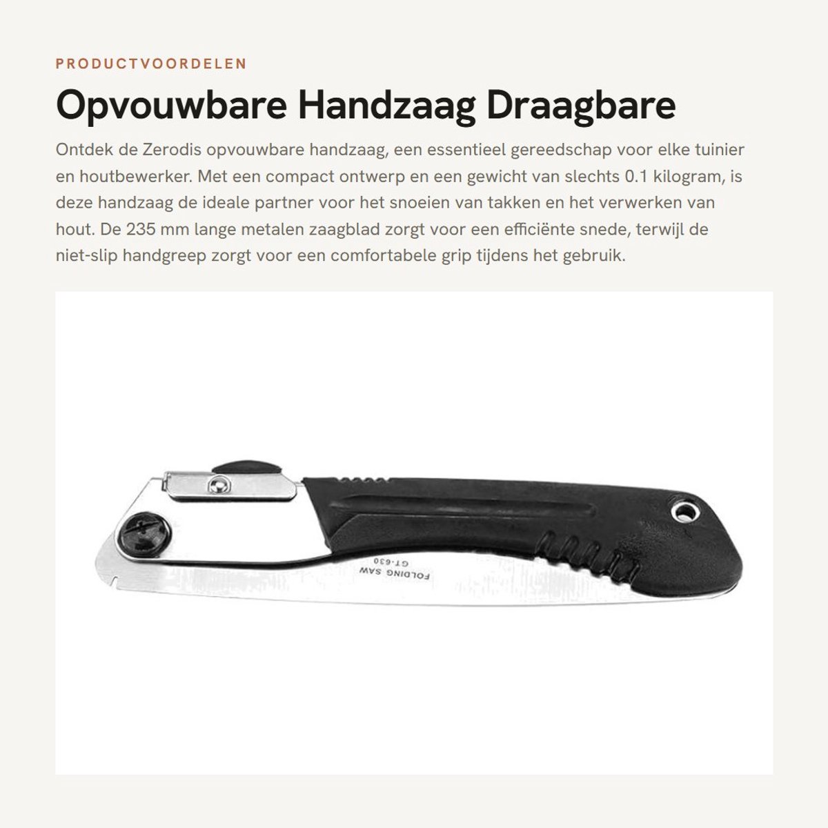 Dailygoods- Vouwzaag Opvouwbaar - Inklapbare Zaag - Tuin Gereedschap - Antislip Handvat - Hout Snoeien - 235mm Lengte - Tuinzaag