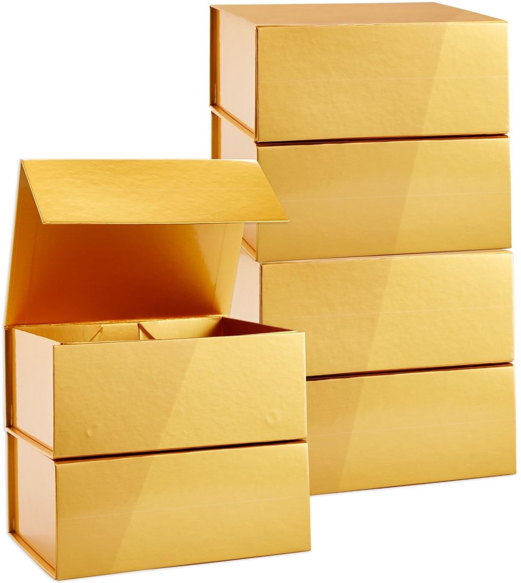 Dailygoods- Geschenkdozen met Deksels - Set van 6 - 9,5 x 7 x 4 inch - Magnetische Sluiting - Kartonnen Constructie - Gouden Afwerking - Cadeaudozen