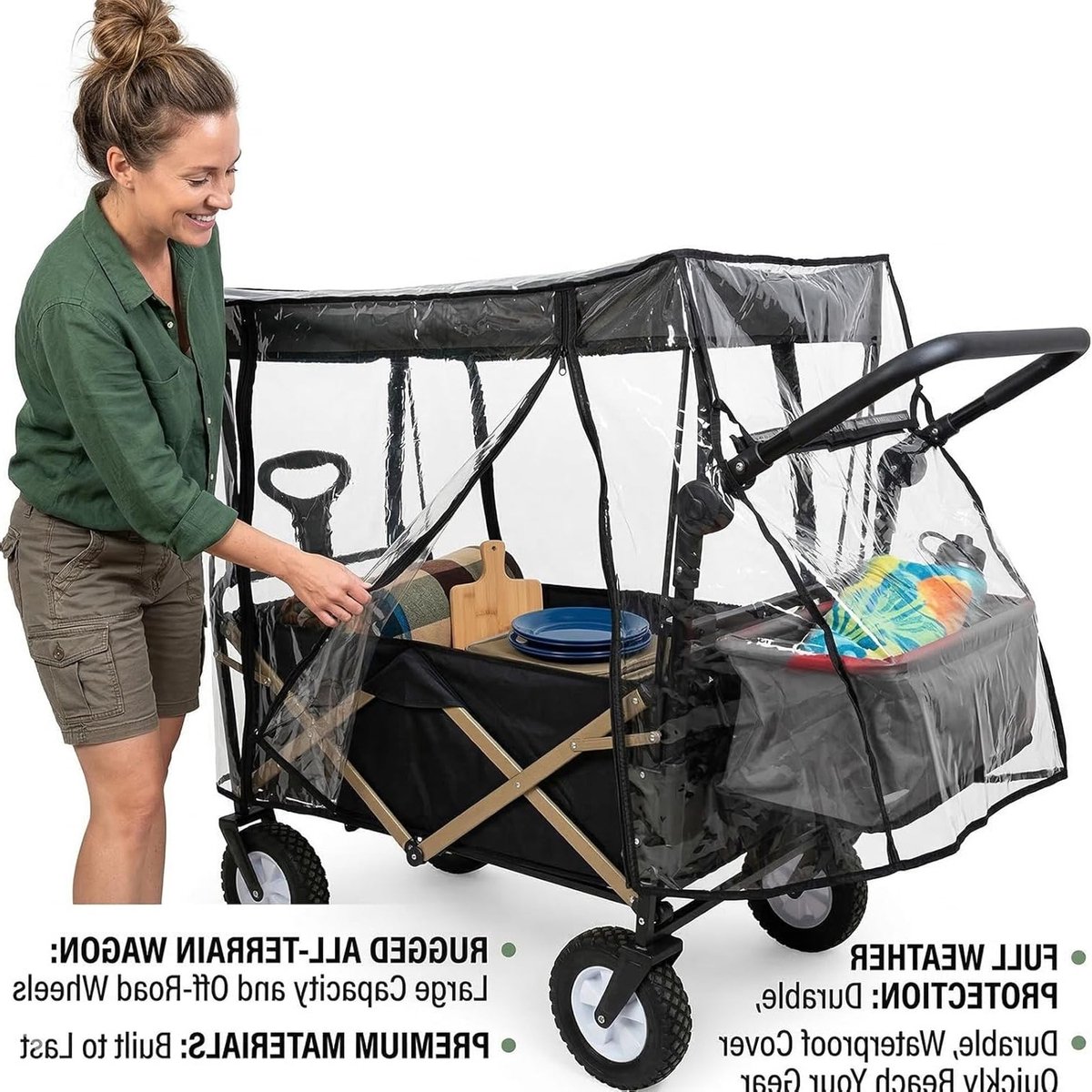 Universele Regenhoes voor Handkar 115 x 51 x 75 cm - Transparante Vouwbare Bescherming voor Camping, Tuin en Buitengebruik