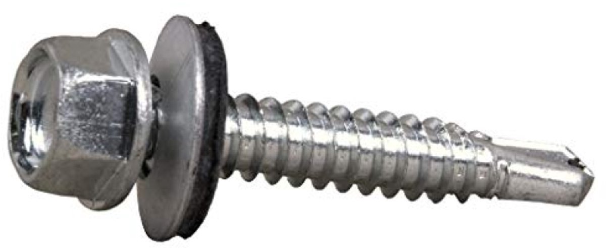 ElleMooi Zelfborende schroeven M5 5,5 x 50 mm zeskantige plaatschroeven met ring - PACK 100