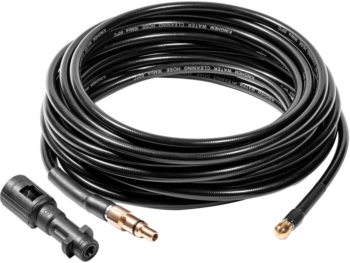 Dailygoods - Drain Pipe Cleaning Hose - Flexibele Afvoerontstopper - 15 Meter - PVC - Voor Karcher en Lavor - Zwart