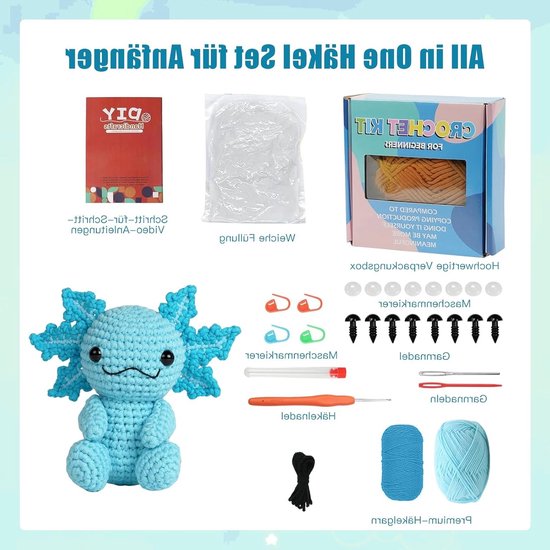 Complete Haakset voor Beginners met Video-instructies, Eenvoudige DIY Haakdieren, Perfect voor Kinderen en Ontspanning, Ideaal Cadeau voor Creatieve Hobbyisten — afbeelding 5