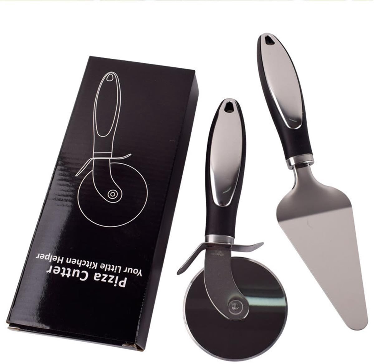Dailygoods- Pizzasnijder met kaasschep - Vaatwasmachinebestendig - Antislip - Roestvrij staal - Ergonomisch design - Voor pizza, cake en meer - Pizzaroller