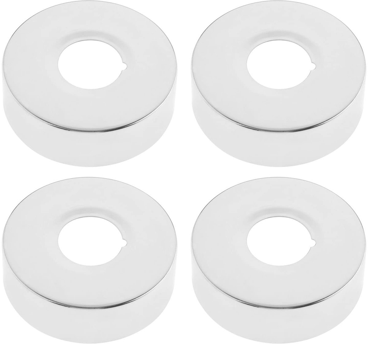 Dailygoods- Draadrozet 4 Stuks - Verchroomd/Roestvrij Staal - Buitendiameter 70 mm - Binnendiameter 25 mm - Hoogte 21 mm - Slijtvast/Schokbestendig - Buisafdekking