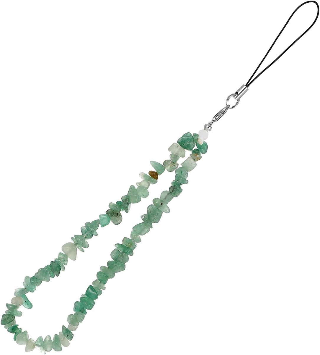Korte Groene Telefoonketting met Kristallen, Universele Telefoonhanger voor Versiering en Sleutelhanger, Anti-verlies Oplossing voor Smartphones
