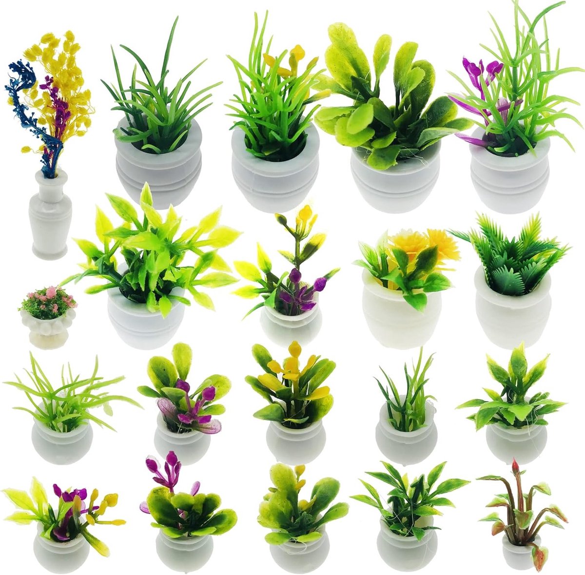 Miniatuur Poppenhuis Planten Set van 20 Stuks - Kunstmatige Succulenten en Bloempotten voor Decoratie van Poppenhuis Tuinen