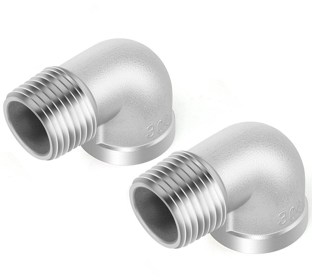 Dailygoods- Elleboog 90° Precisie - Roestvrij Staal 304 - BSP Vrouwelijk/Mannelijk Schroefdraad - Pijpfitting - Industrieel Loodgieterswerk - Duurzaam