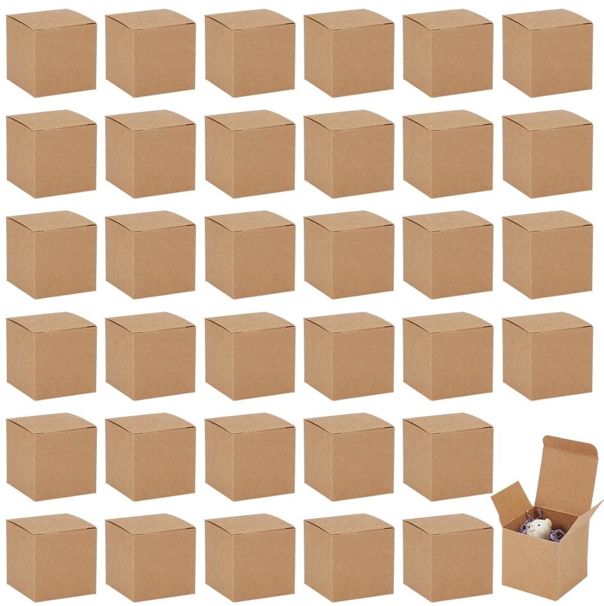 Dailygoods- Geschenkdozen 80 stuks - Bruine Kraftpapieren Dozen - Vierkante Kubusdoos - Cadeauverpakking - Huwelijkscadeaus - 5x5x5 cm
