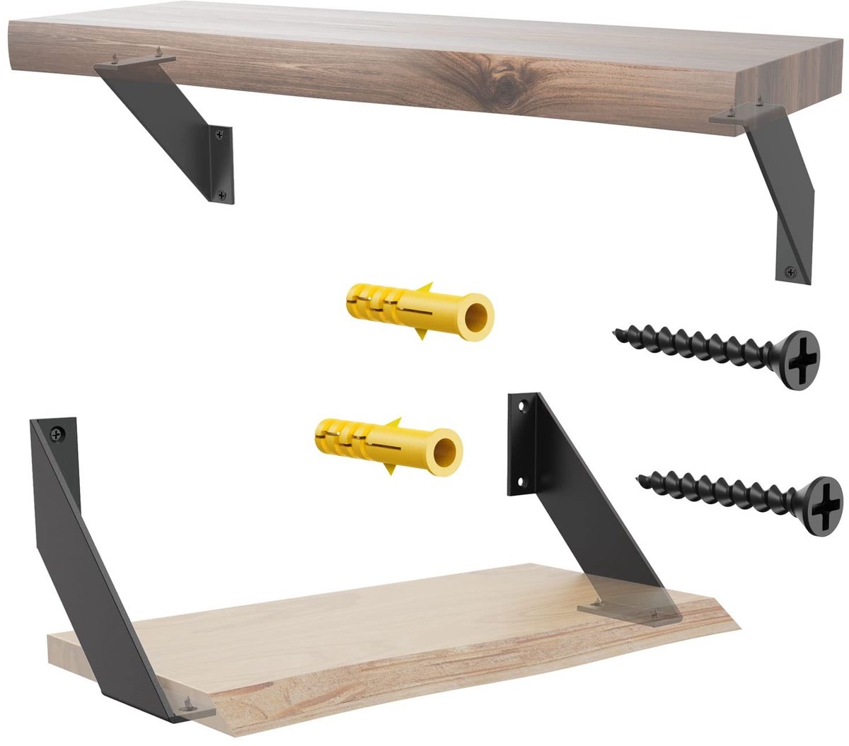 Dailygoods- Plankbeugel 15 cm - Plankdragers Zwart - Wandgemonteerde Beugels - Ondersteuningsbeugel - 4 Stuks - Platte Hoek - Plankdrager
