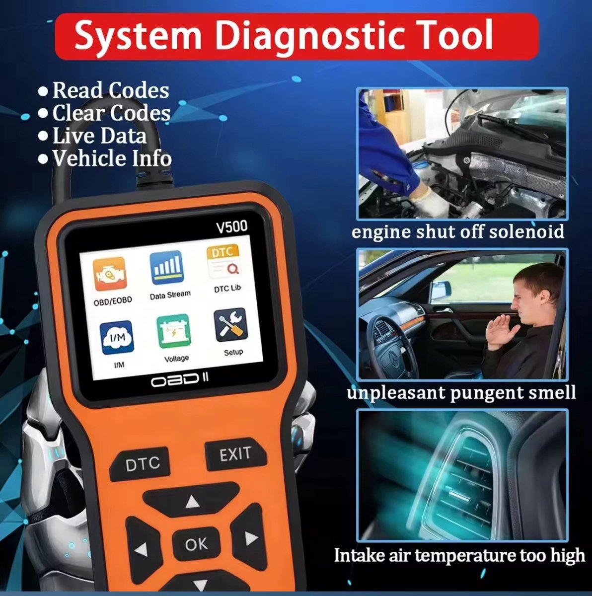 OBD2 Diagnoseapparaat V500 – Auto Uitleesapparaat – Foutcodelezer – OBDII Scanner – Live Data – Accuspanning Test – Benzine & Diesel thumbnail 5