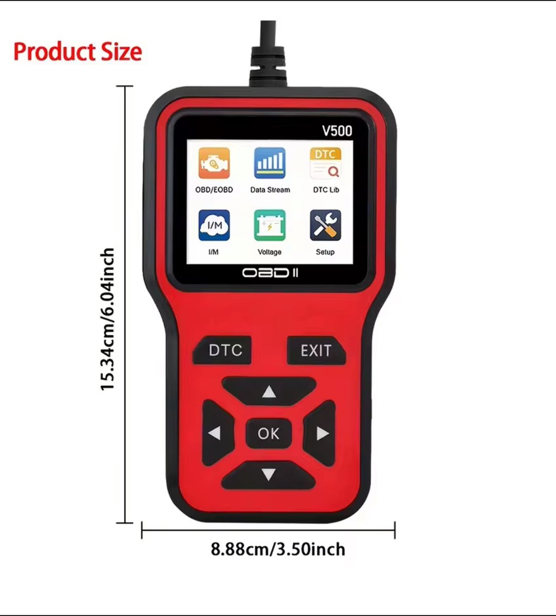 OBD2 Diagnoseapparaat V500 – Auto Uitleesapparaat – Foutcodelezer – OBDII Scanner – Live Data – Accuspanning Test – Benzine & Diesel thumbnail 4