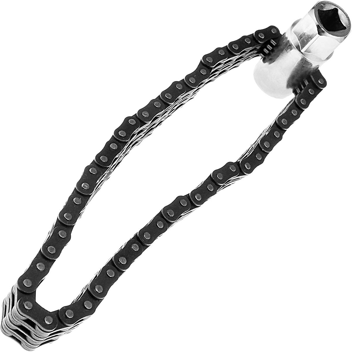Dailygoods- Oliefiltersleutel Heavy Duty - 1/2" Aandrijving - 135mm Diameter - Dubbele Ketting - Koolstofstaal - Eenvoudig in Gebruik - Oliefilter Verwijderaar