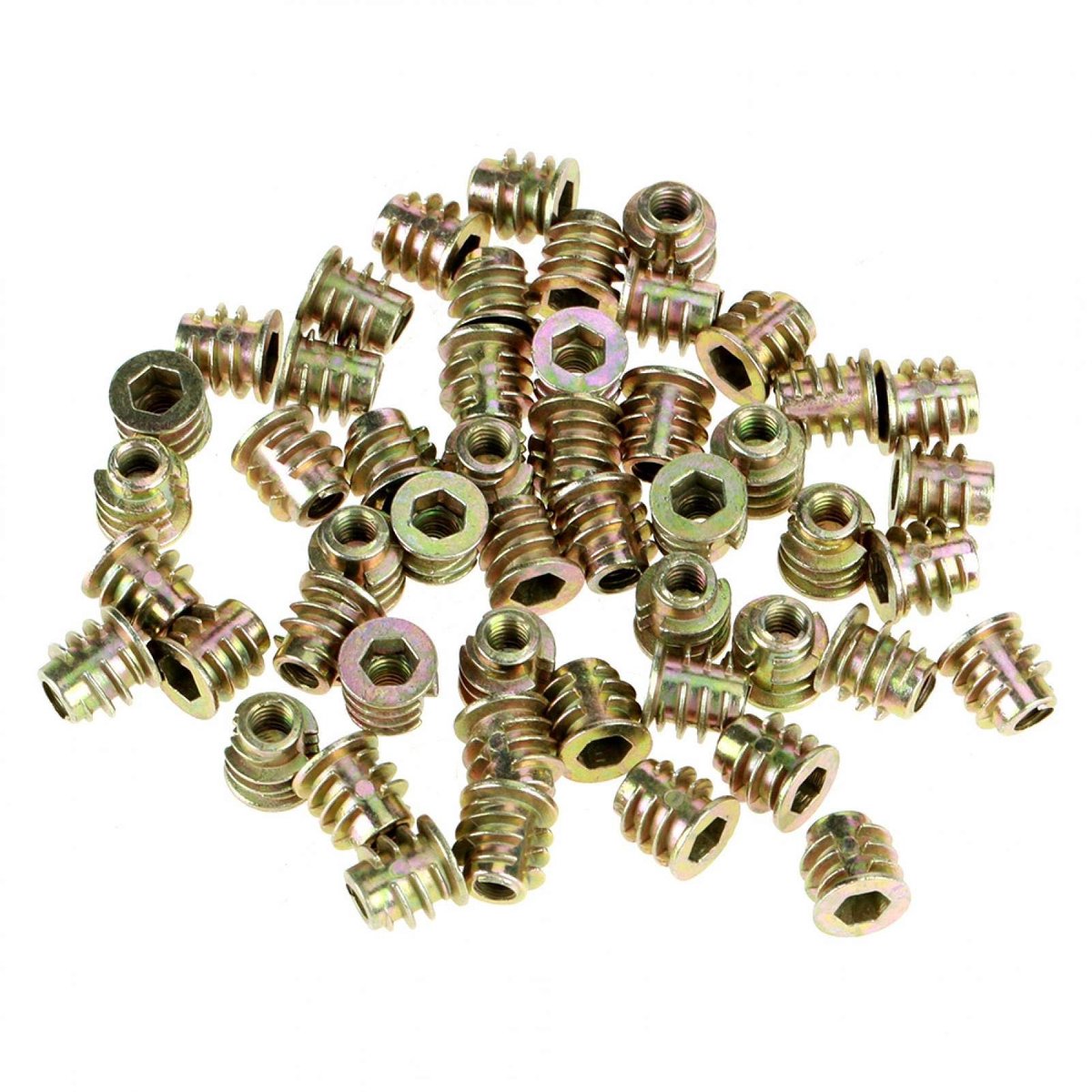 Dailygoods- Houtdraadinzetstuk M4 X 8 mm - 50 stuks - Zeskantmoeren - Zinklegering - Duurzaam - Externe schroefdraad - Schroefmoer