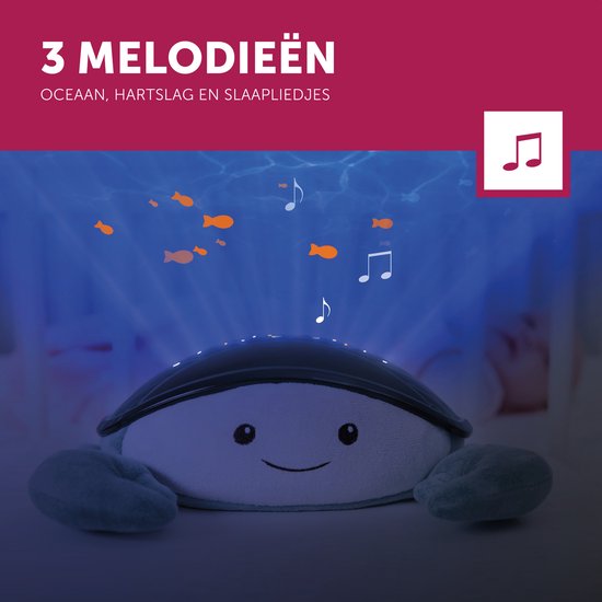 ZAZU Cody de Krab Ocean Projector – Baby Projector Nachtlampje met Bewegende Golven & Vissen – Huilsensor – 3 Geluiden – Blauw