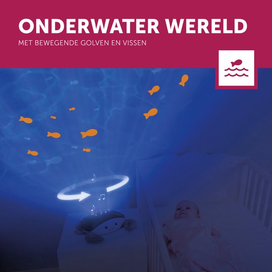 ZAZU Cody de Krab Ocean Projector – Baby Projector Nachtlampje met Bewegende Golven & Vissen – Huilsensor – 3 Geluiden – Blauw