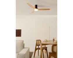 CREATE - Stille plafondventilator 100% hout 40W (Ø132cm) - Met licht LED - Afstandsbediening - 6 snelheden - Programmeerbaar - WIND CALM CUSTOM WOVEN