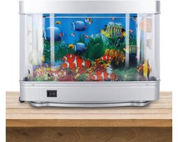 Nep Aquarium Lamp - Virtuele Oceaan Nachtlamp - Ontspannende Sfeer - Met Bewegende Vissen - Compact Formaat - Warm Wit