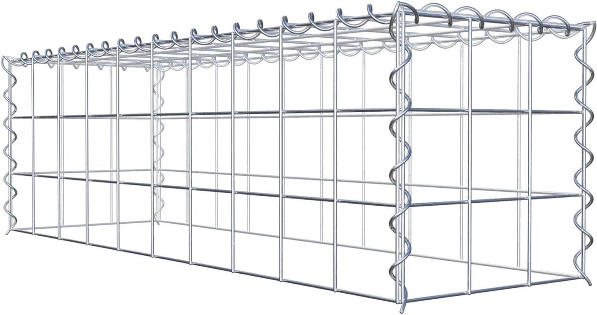 Steenkorf Hoekmand - Schanskorf Aanbouwmand - Tuin Decoratie - Galvanisch Verzinkt - 100x30x30 cm