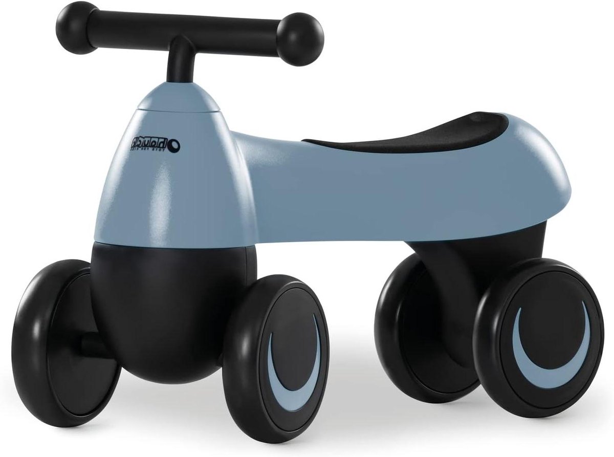 Loopfiets met 4 Wielen - Loopauto Kinderen - Motoriek Oefenen - Stabiel en Kantelveilig - Tot 25 kg - Mat Blauw