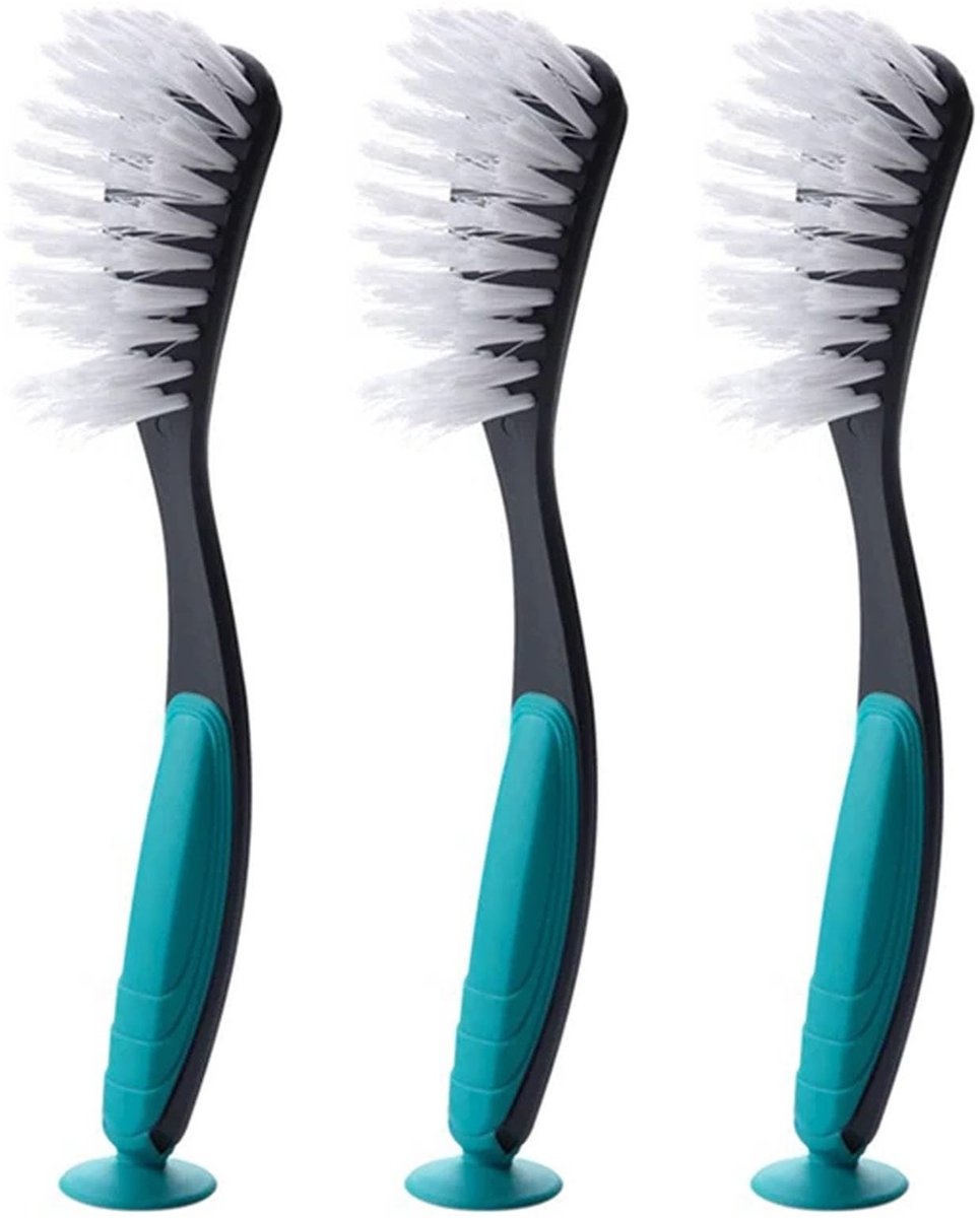 Keukenborstel met Zuignap - Ergonomisch en Duurzaam - Set van 3