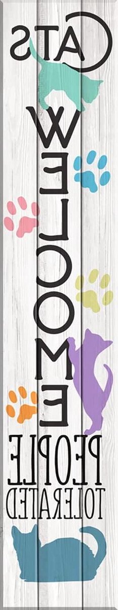 Veranda Teken - Decoratief Houten Bord - Welkom Thuis - Duurzaam Weerbestendig - 8x40 Inch - Kat