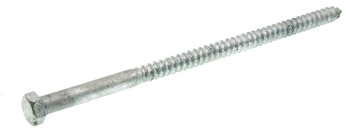 LAG Schroef - Zeskantbouten - Robuuste Bevestiging - Verzinkt Staal - 20.3 x 20.3 cm - Zilverkleurig