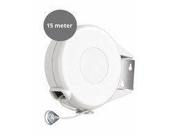 V&P Products® Uittrekbare Waslijn 15 Meter – Flexibele Roldrooglijn voor Binnen en Buiten – Inclusief Bevestigingsmateriaal - Wit