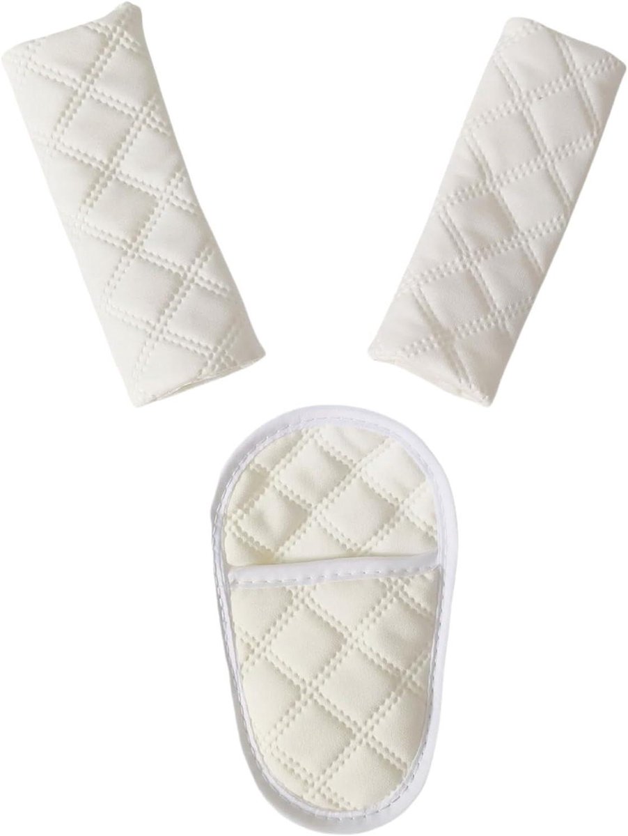 Kinderwagen Schouderriem Covers - Baby Koetsaccessoires - Comfortabel Reizen - Machinewasbaar Hygiënisch - 6.5 x 13 cm - Beige