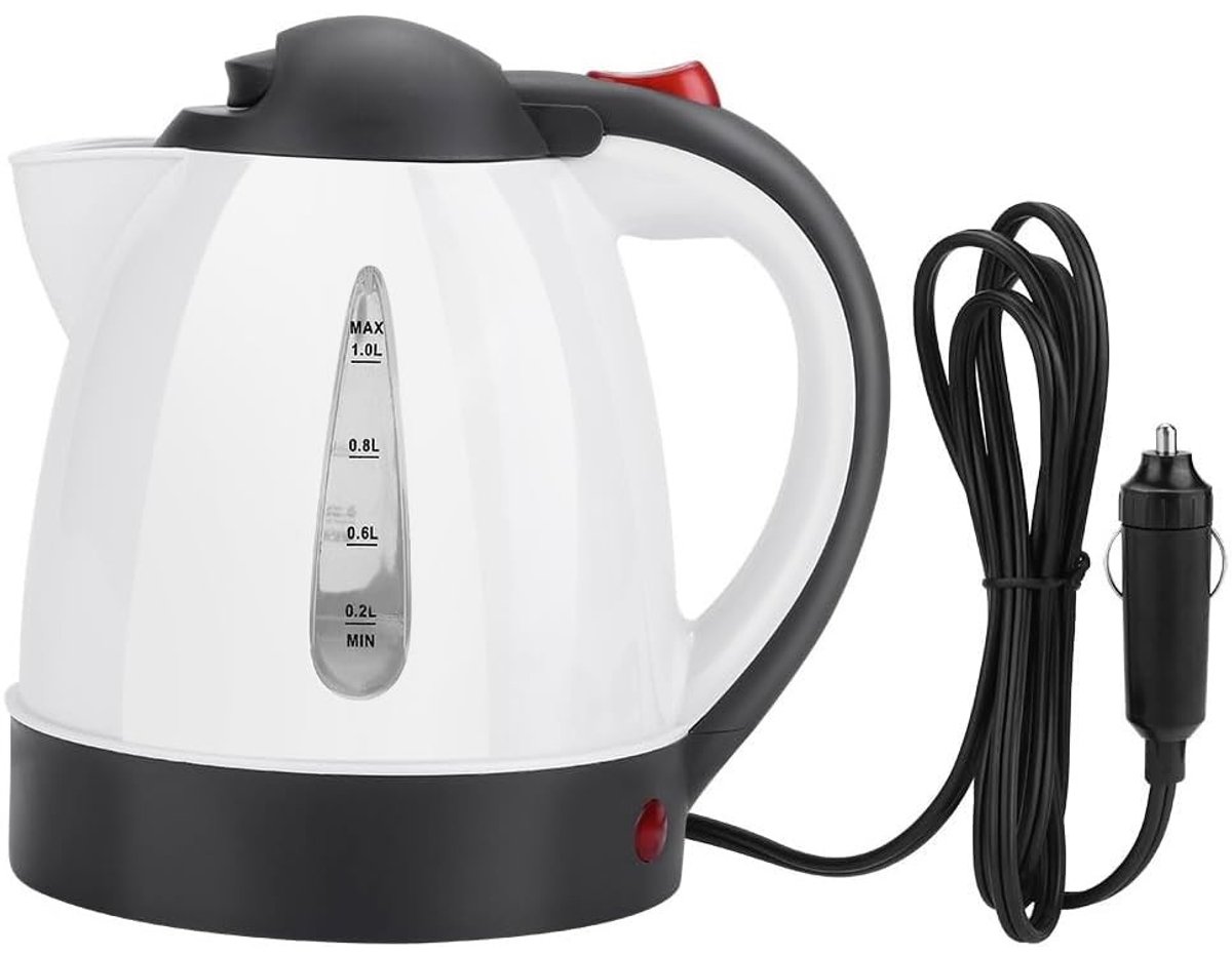 Allecto - 24V Elektrische Waterkoker 1000 ml - RVS Reiswaterkoker met Sigarettenaansteker Plug