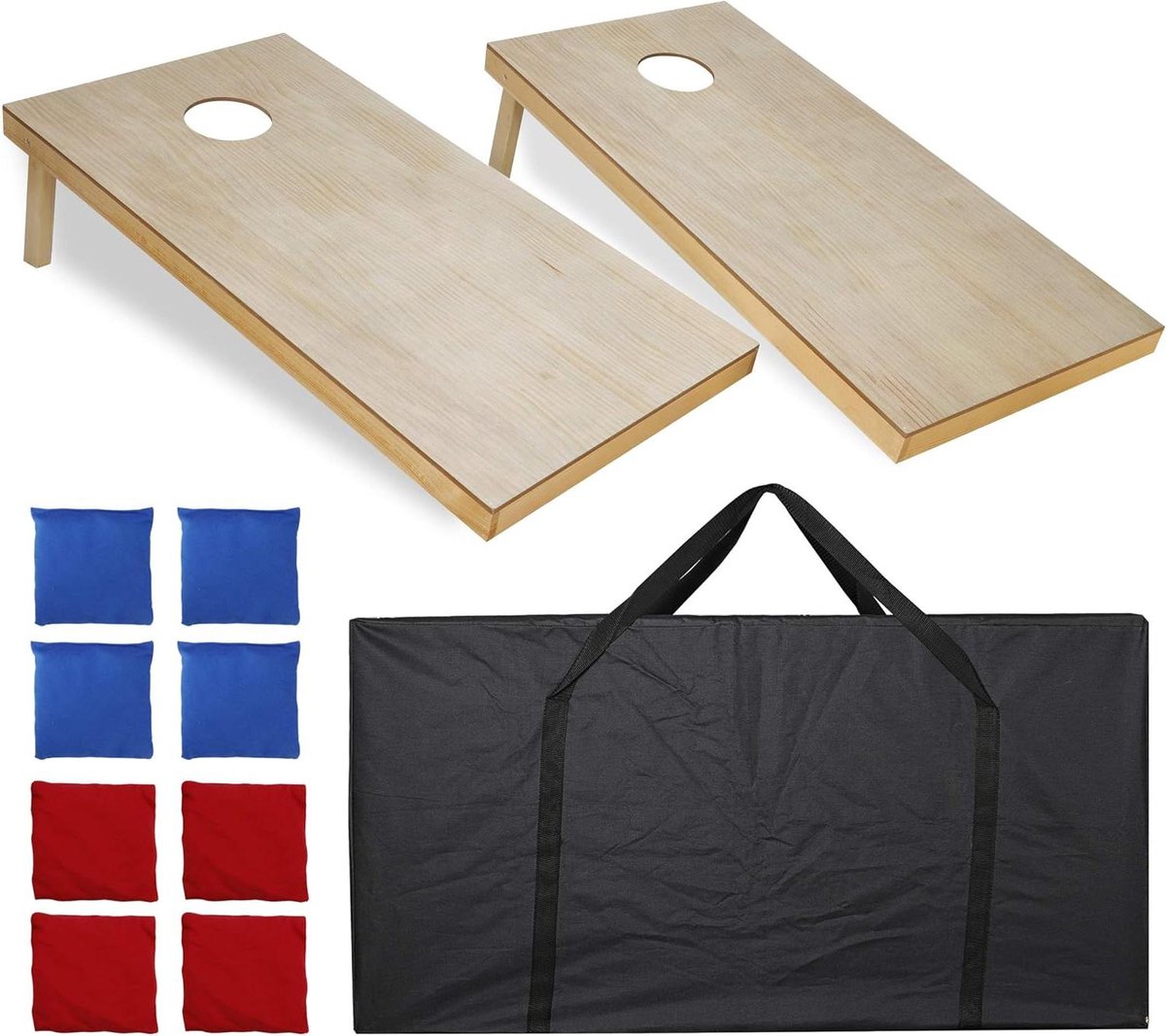 Houten Gooien Spel - Toss Spel Set - Buiten Spelen - Opvouwbaar Met Tas - Reglement Grootte - Natuurlijk Hout