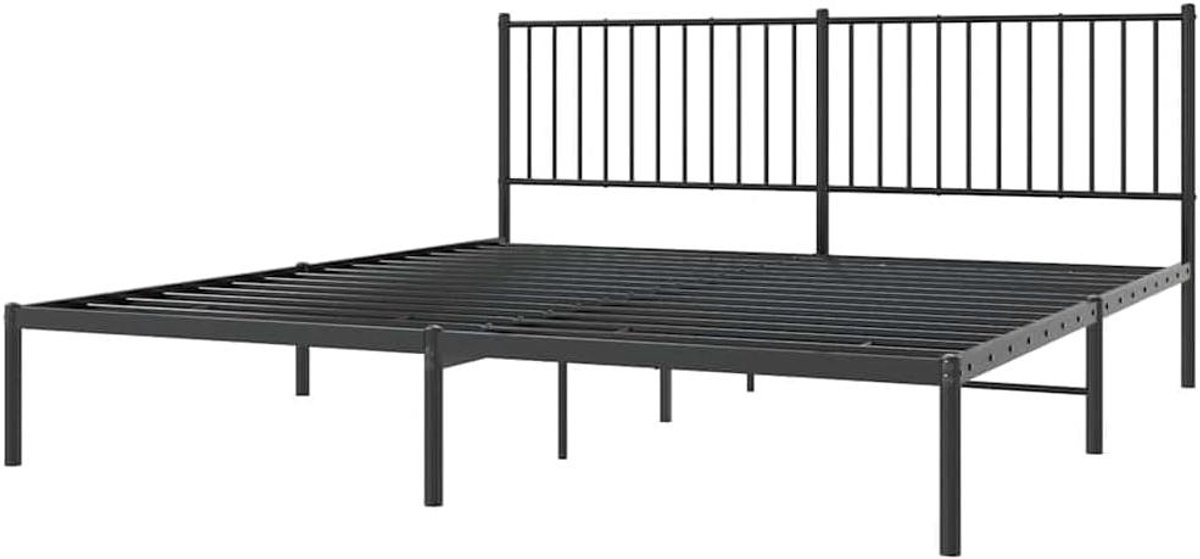 Bedframe met hoofdbord - Ledikant metaal - Slaapkamer meubel - Robuuste constructie - 183 x 213 cm - Zwart