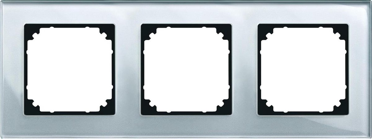 Frame Echt Glas - Afdekraam - Wandmontage - Drievoudige Configuratie - Zilver
