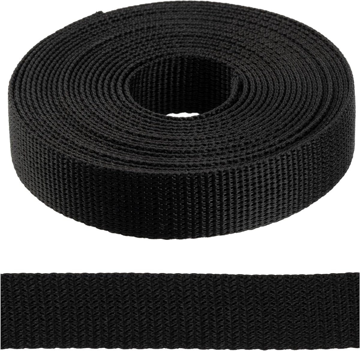 Polyamide Band - Webbing Stof - Klusprojecten - Hoge Treksterkte - 4 Meter 20mm - Zwart