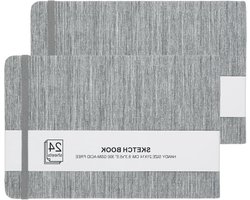 Aquarel Schetsboek - Kunstenaars Papier - Schilderen Reizen - Zuurvrij Dik Papier - 21x14 cm - Donkergrijs