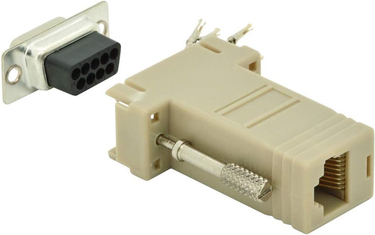 Seriële Adapter - RS232 RJ45 Koppeling - Zelfmontage Netwerk - 9-pins Bus Stekker - Beige