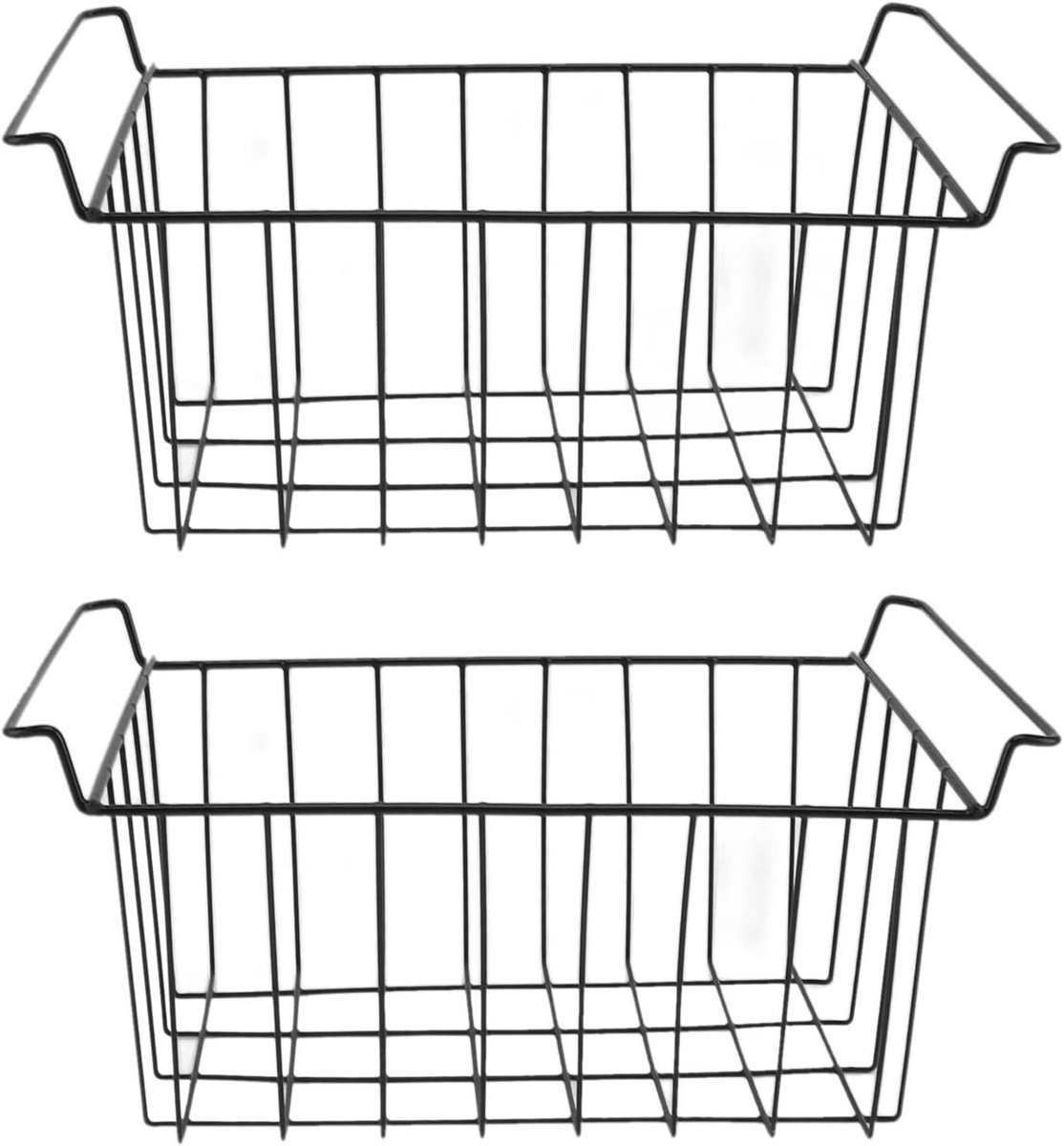 Opbergmanden Vriezer - Koelkast Bakken - Voedsel Organiseren - Roestvrij Staal - 45x24x20 cm - Wit
