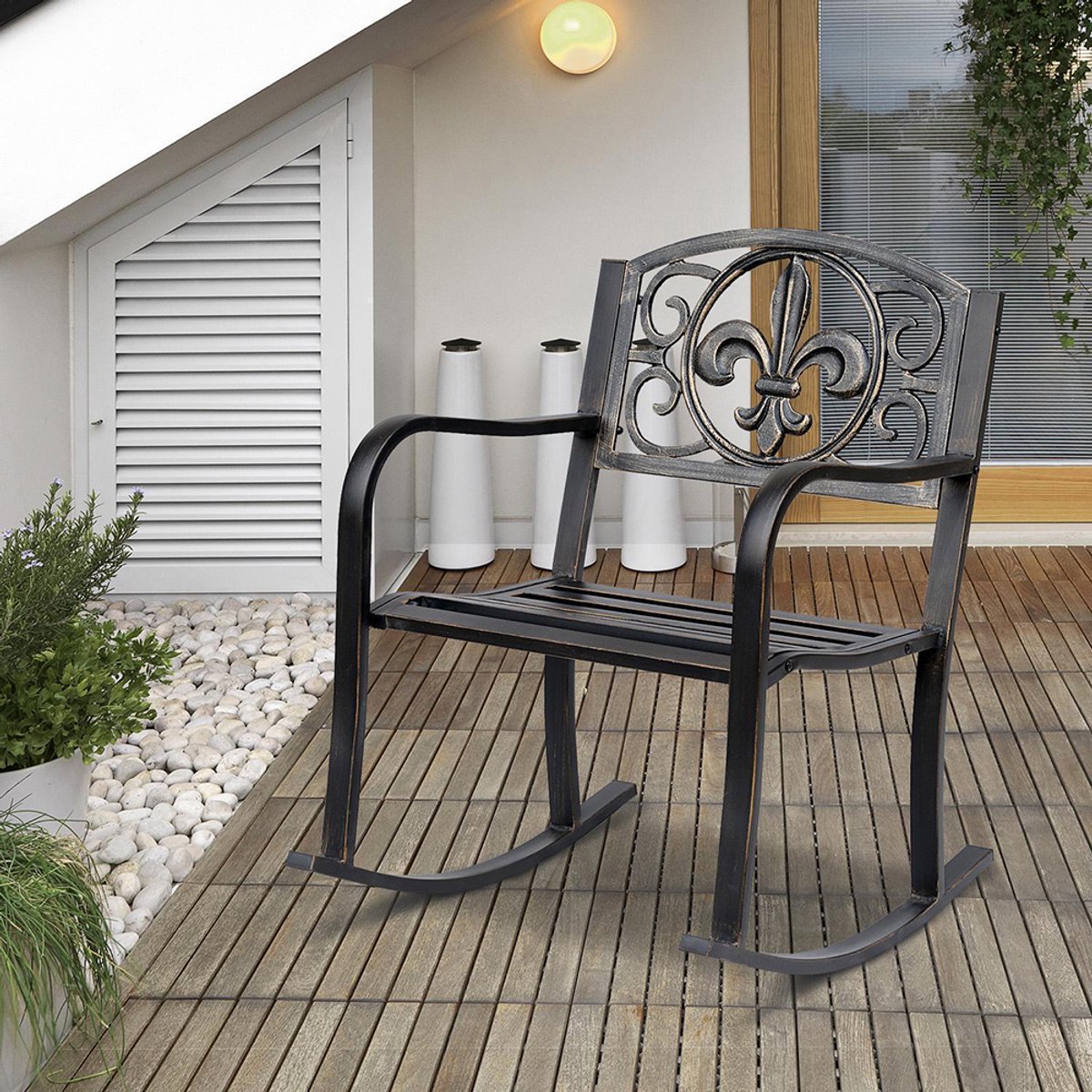 Pugsdrly Schommelstoel Tuinstoel Schommelstoel antiek Tuin Metaal Brons B60 x D73 x H85 cm