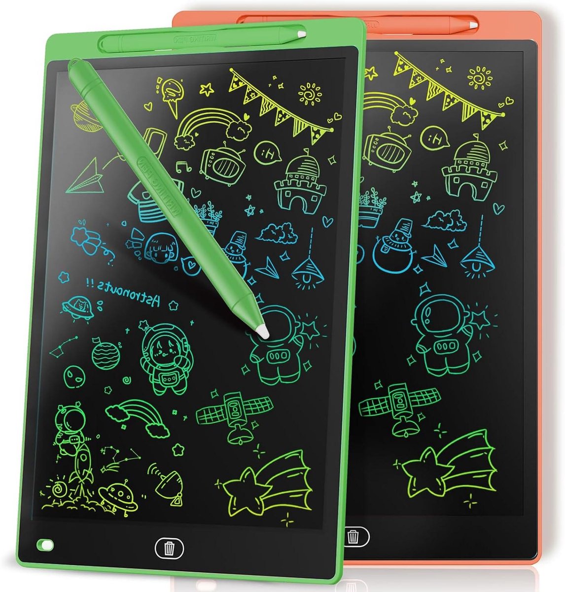 LCD Schrijftablet - Tekentablet Grafisch - Kinderen Educatie - Kleurrijk Drukgevoelig Scherm - 10 Inch - Groen Oranje