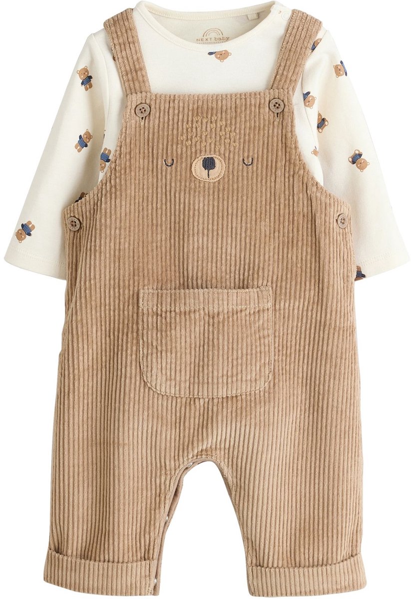 Next Babyset van corduroy tuinbroek en rompertje