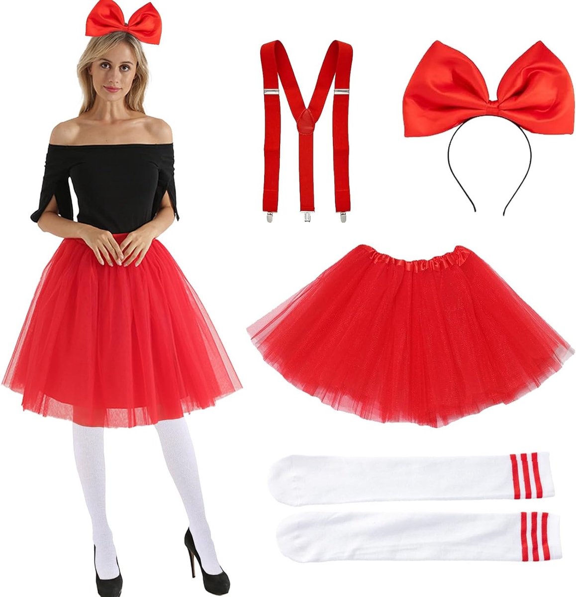 Vrouwelijk vlinderkostuum met vleugels, tutu en hoofdband voor carnaval, feesten en cosplay