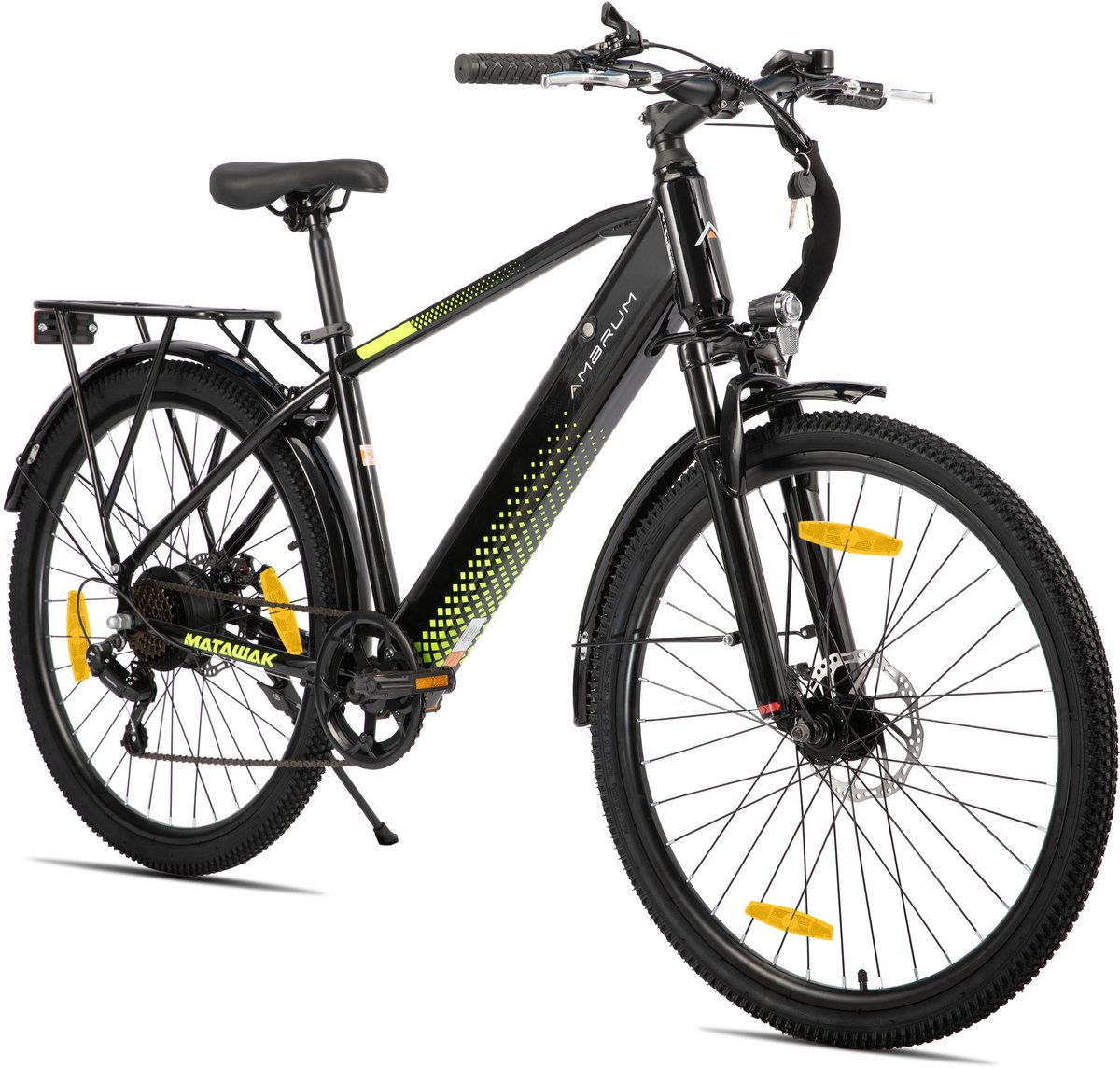 HILAND Matawak elektrische stadsfiets - 26 inch - 250W motor - 60km actieradius - 36V 10.4Ah accu - Shimano 7-versnellingen - Unisex -Geel thumbnail 6