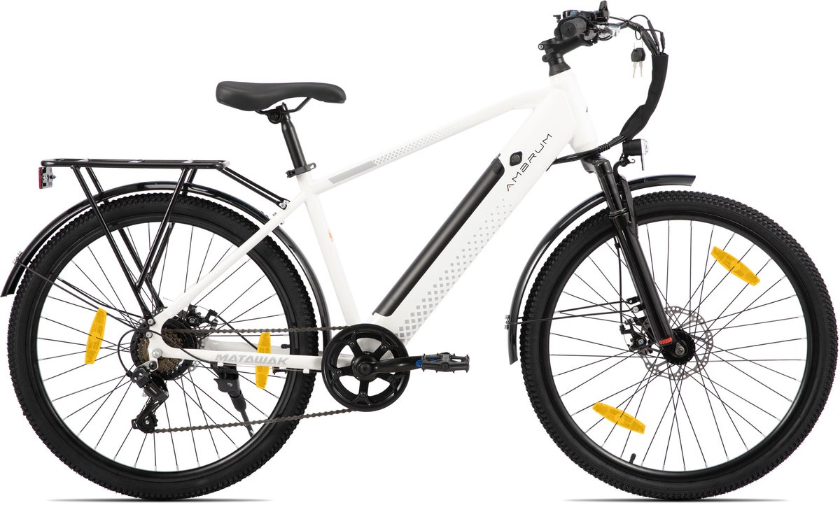 HILAND Matawak elektrische stadsfiets - 26 inch - 250W motor - 60km actieradius - 36V 10.4Ah accu - Shimano 7-versnellingen - Unisex - Wit