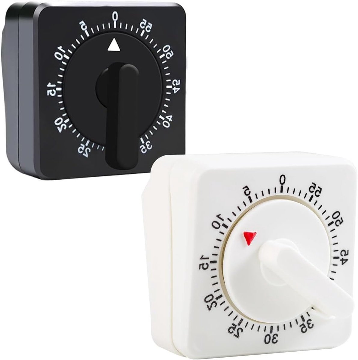 Set van 2 Mechanische Keuken Timers met Luide Alarmfunctie - 60 Minuten Kooktimer en Eitimer voor Koken en Leren