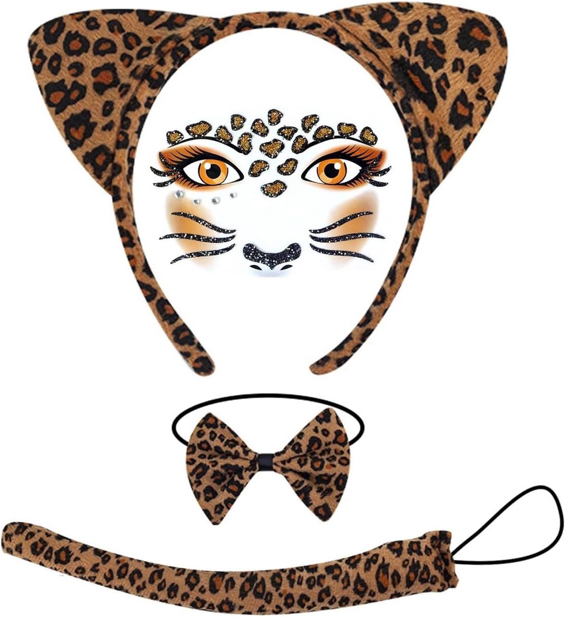Dames Leeuwenkostuum Set met Oren, Haarband, Strikstaart en Gezichtsstickers voor Carnaval, Halloween en Cosplay Feesten