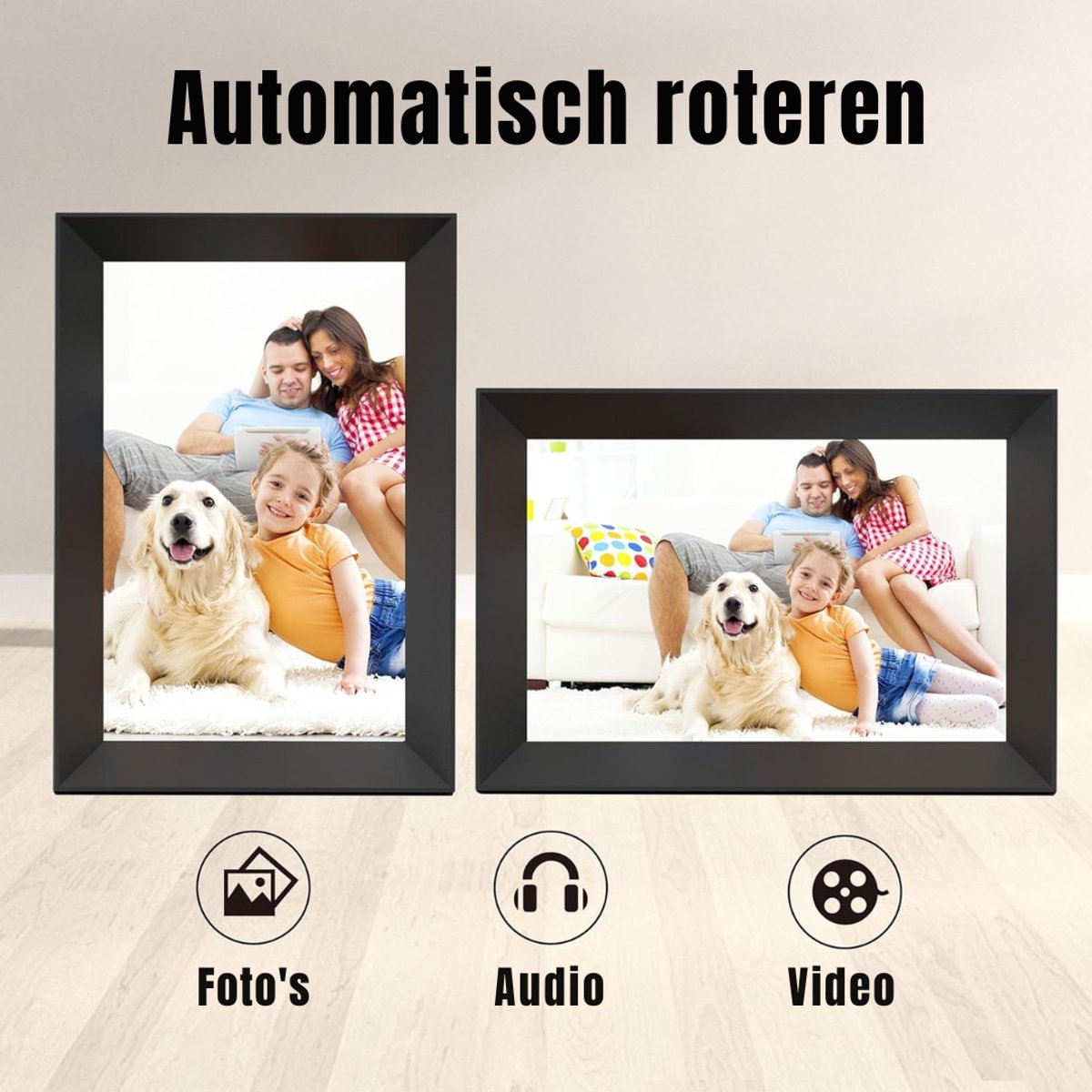 Aura® Digitaal Fotolijstje – Digitale Fotolijst – Digitale Fotolijst Met Wifi - Zwart - 27cm x 19cm x 3cm; 900 g thumbnail 2