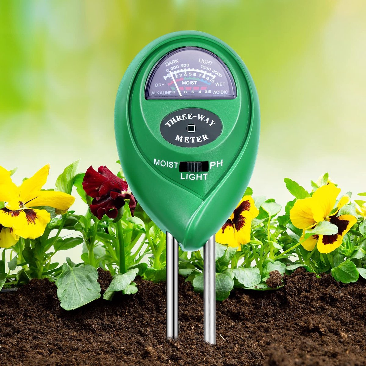 3-In-1 Bodemtester Nauwkeurige Bodemtester Met Ph - Licht- En Bodemvochtigheidsmeter - Compact En Lichtgewicht - Voor Binnen En Buiten Moestuin - Gazon En Meer (Geen Batterijen Nodig)