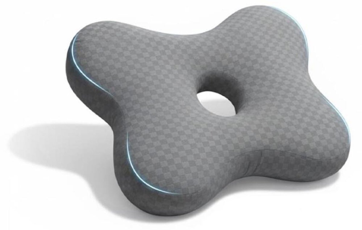 Orthopedisch Oorkussen voor Zijslapers - Donut Kussen met Gat voor Piercing Verzorging - Verlicht Oorpijn bij Ontsteking - Oorkussen - Piercing Kussen - 49 x 38 x 8 cm - Grijs